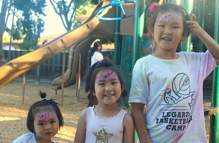 Three girls with facepainting